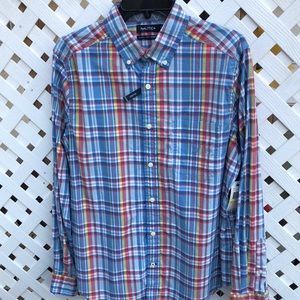 Men’s Nautica Medium Long Sleeve Shirt. It’s a Blue Check in color.